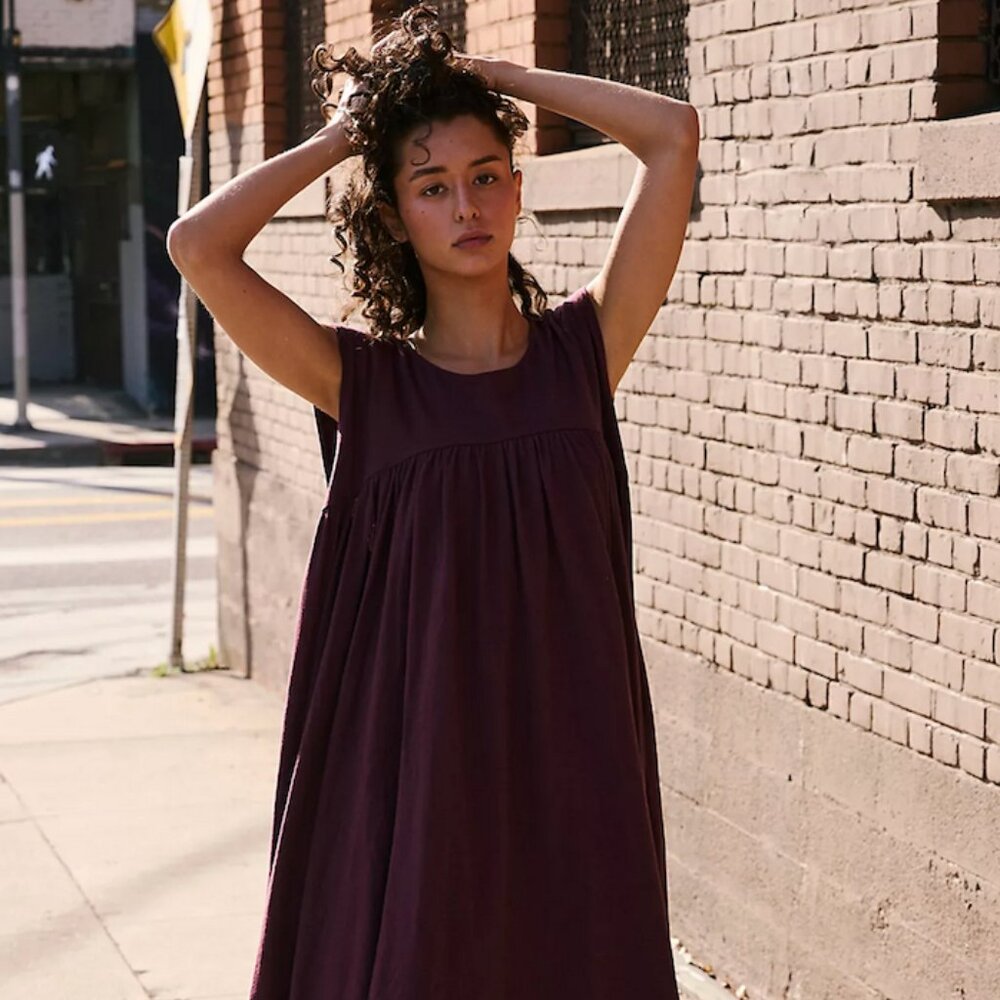 Free People Beach Madelyn Midi In Chocolate Merlot
